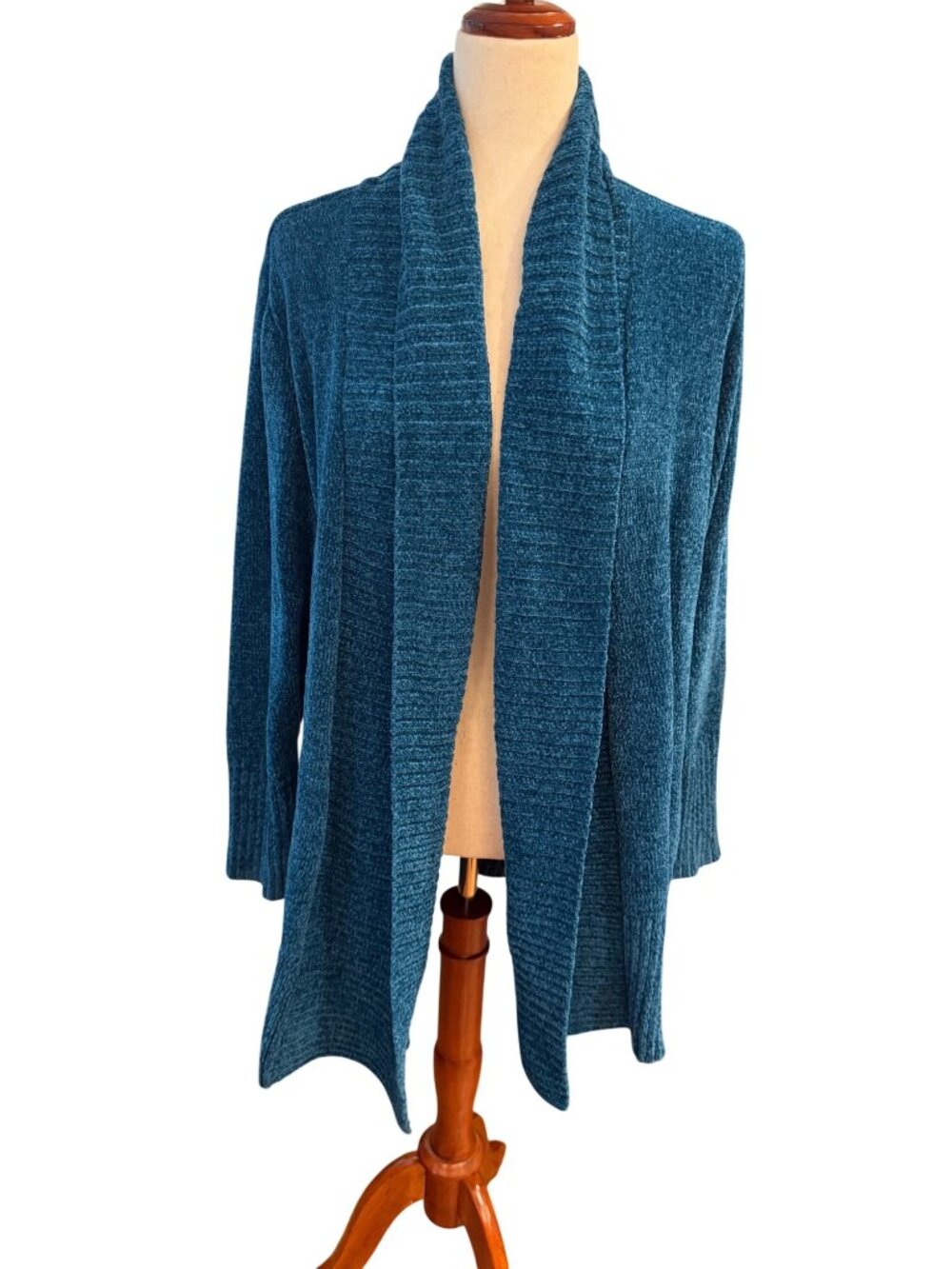 7 For All Mankind Chenille Cardigan XXL Teal Open Front Sweater NWT